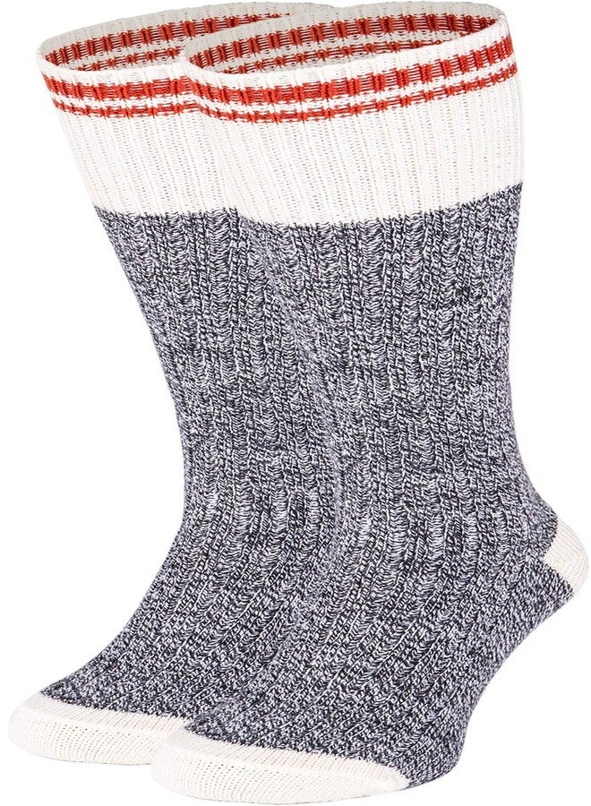 CheshKit Women's Cozy Cabin Warm Wool Vintagel Soft Slipper Mid Calf Socks (2 Pairs Pack, Grey/White) - Image 1